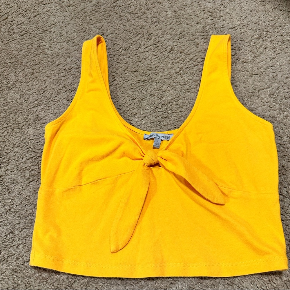 Yellow Crop Top with Tie Design